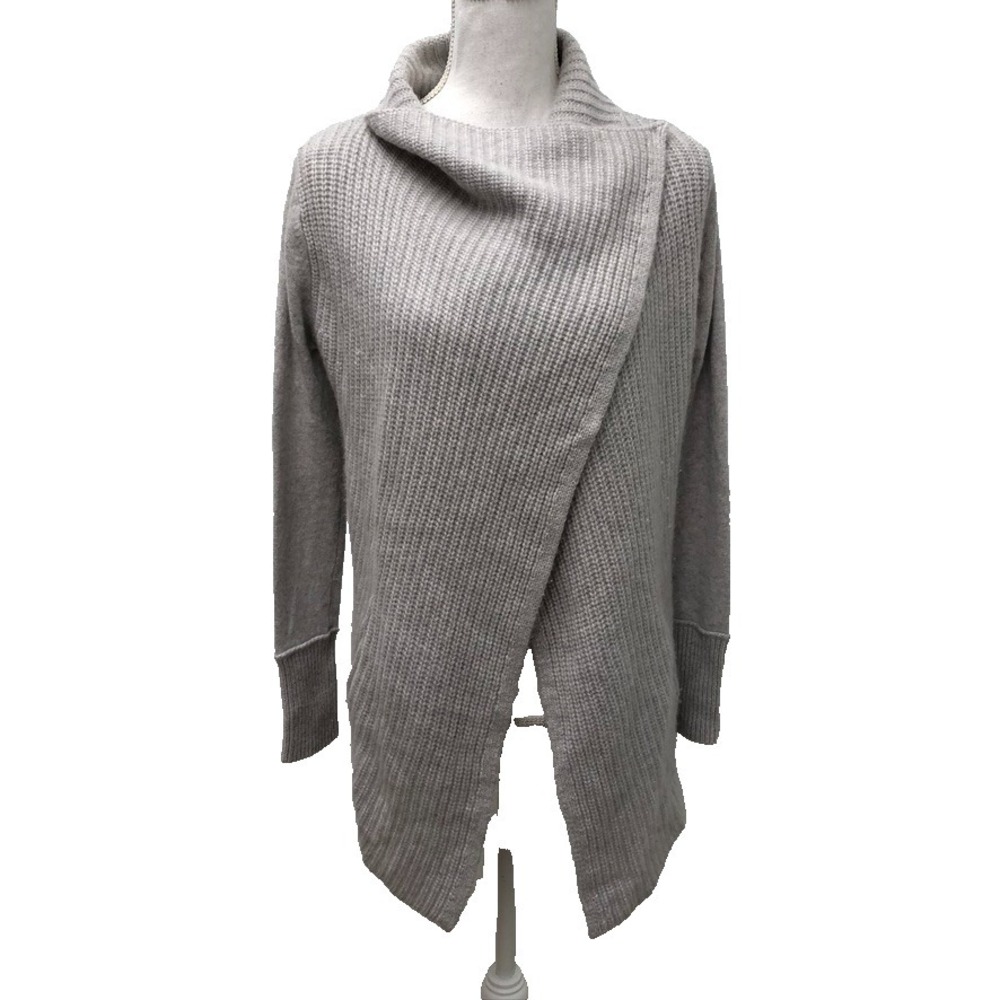 360 Sweater Cashmere Cardigan Wrap Womens XS Gray Preppy Cozy Comfort